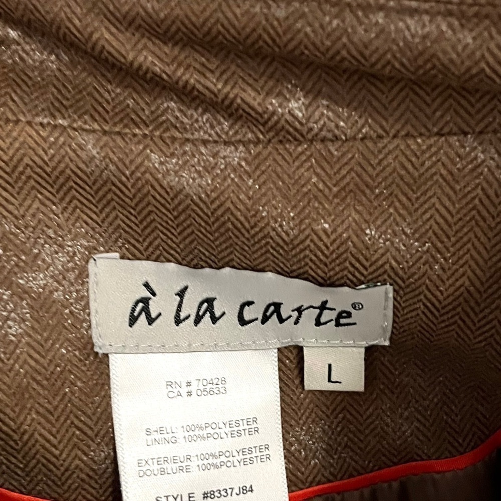 Vintage A La Carte Faux Suede & Metallic Jacket Size Large Brown/Pewter - Picture 5 of 5